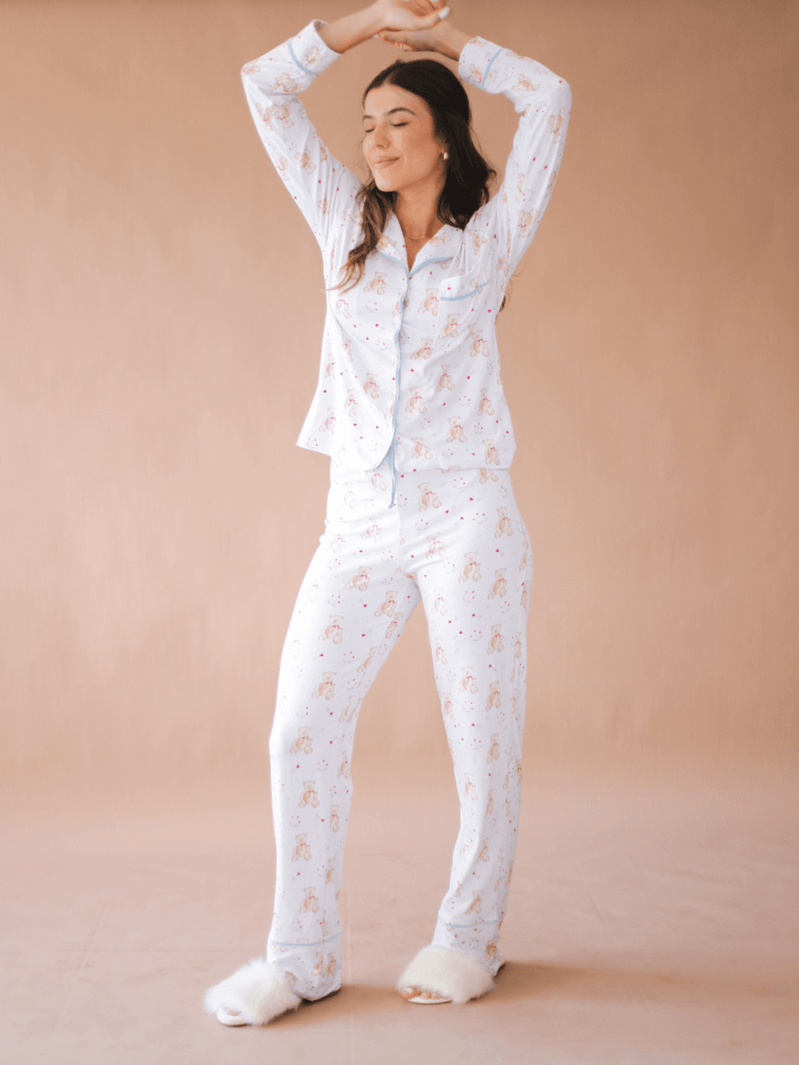 Pijama Feminino Americano Longo Aléxia Ursos Corações