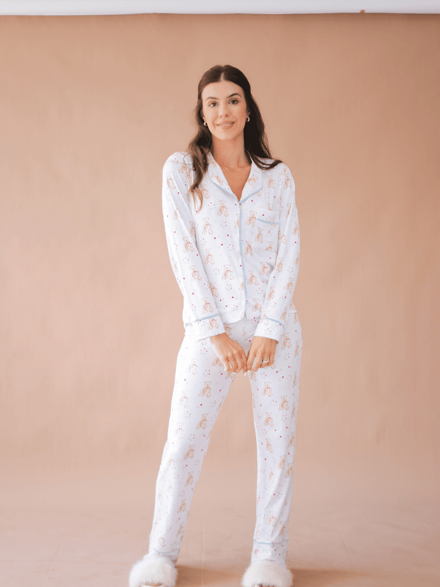 Pijama Feminino Americano Longo Aléxia Ursos Corações