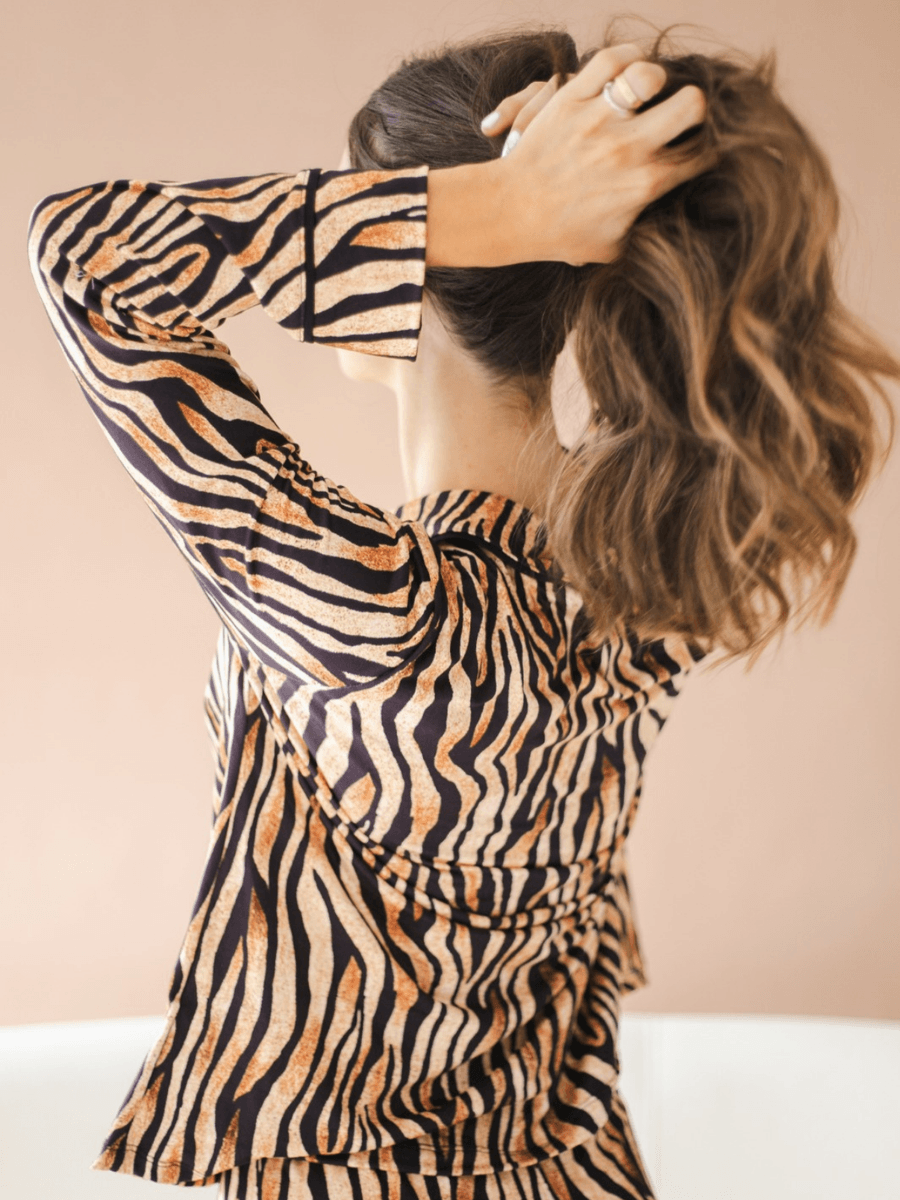 Pijama Feminino Americano Longo Rebeca Animal Print Tigre