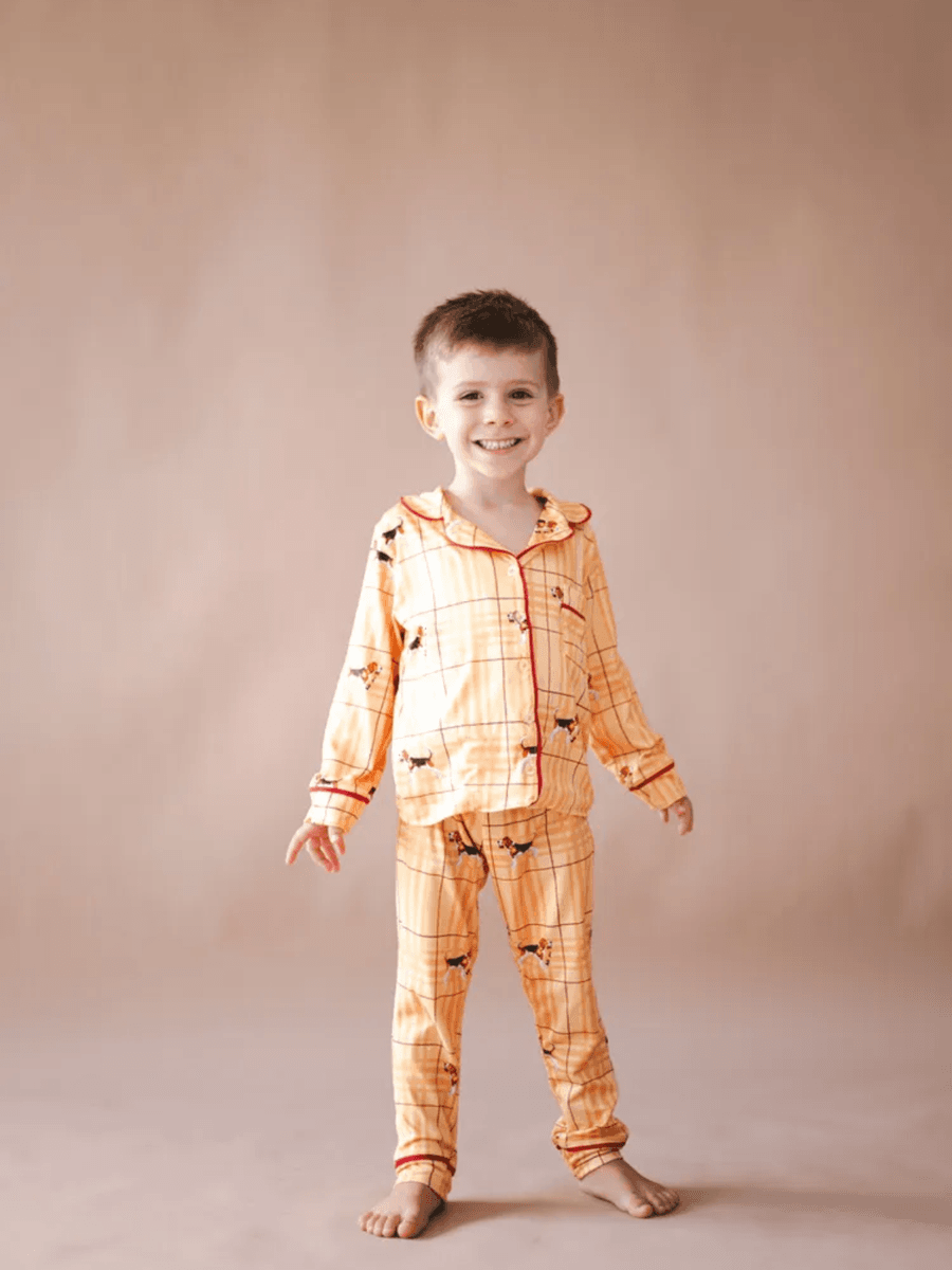 Pijama Infantil Unissex Americano Longo Beagle Amarelo