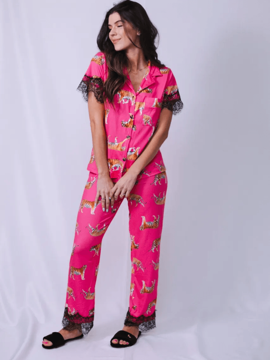 Pijama Feminino Meia Estação Gabi Tigre Pink 