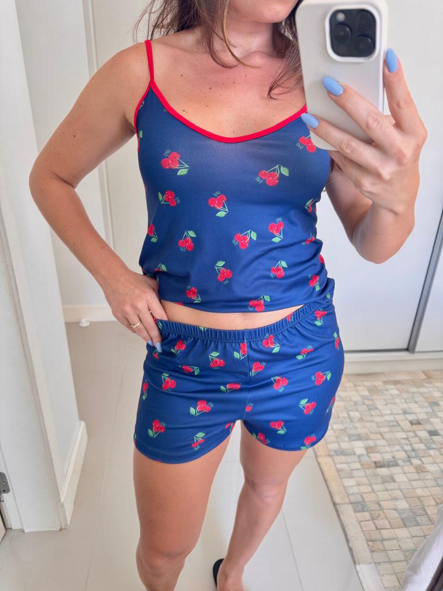 Pijama Feminino Curto Alcinha Cereja