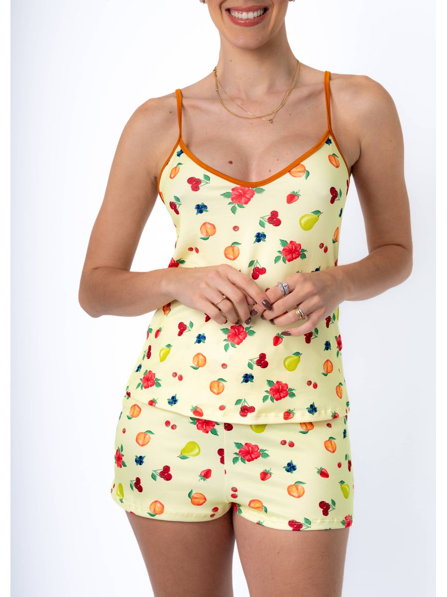 Pijama Curto Alcinha Frutinhas