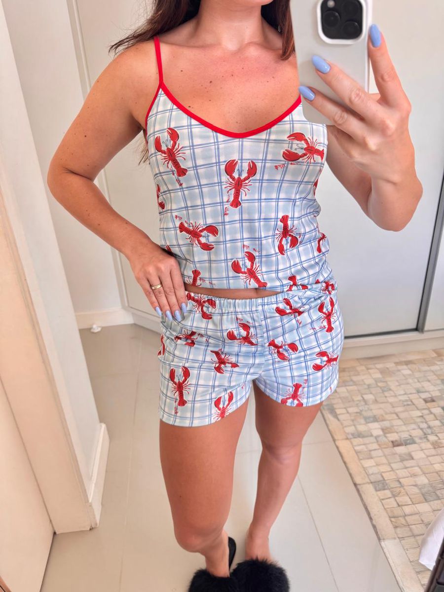 Pijama Feminino Curto Alcinha Lagosta