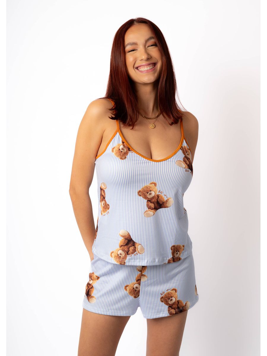 Pijama Curto Alcinha Listrado New Bear Ursos