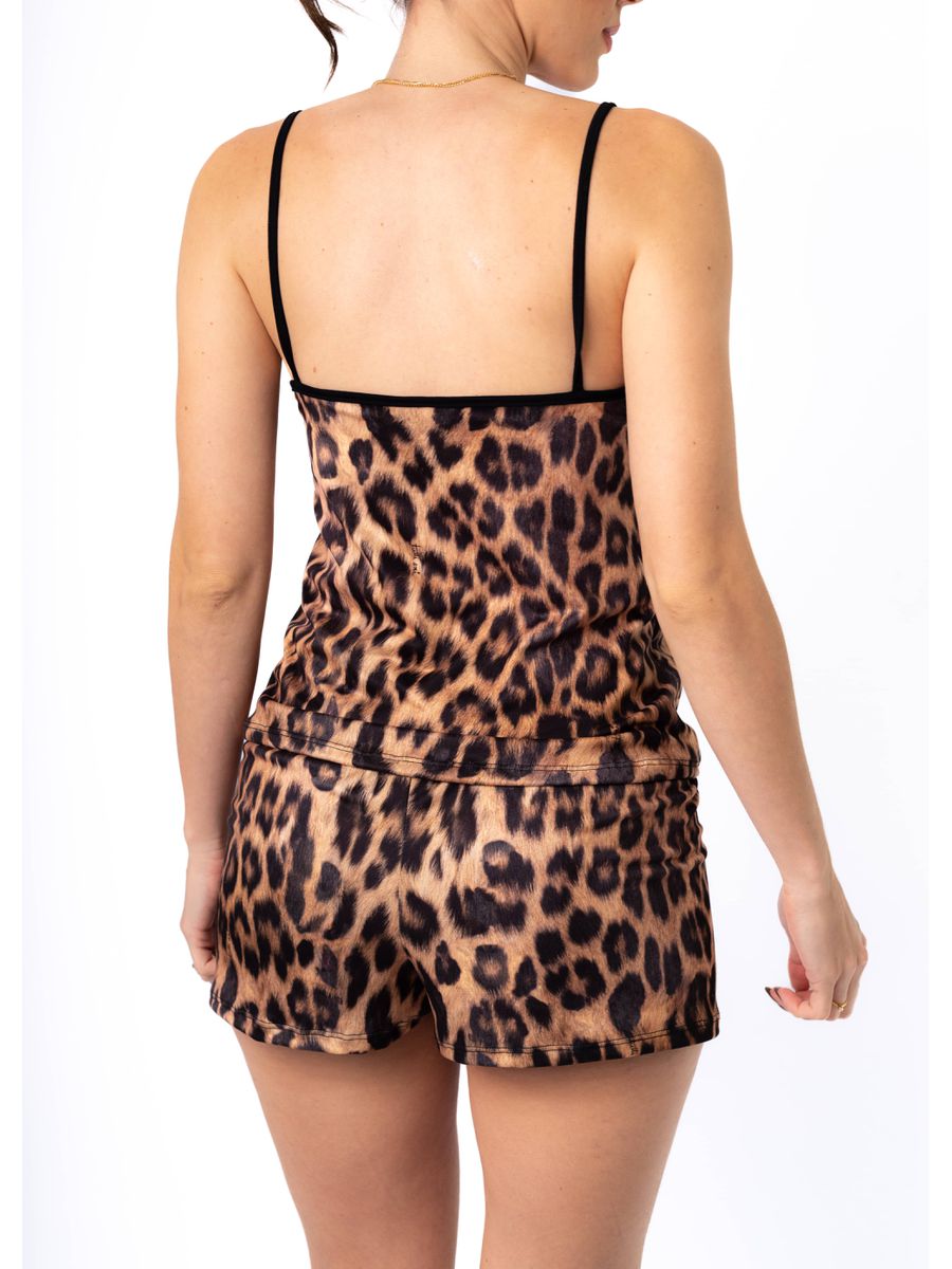 Pijama Curto Alcinha Onça