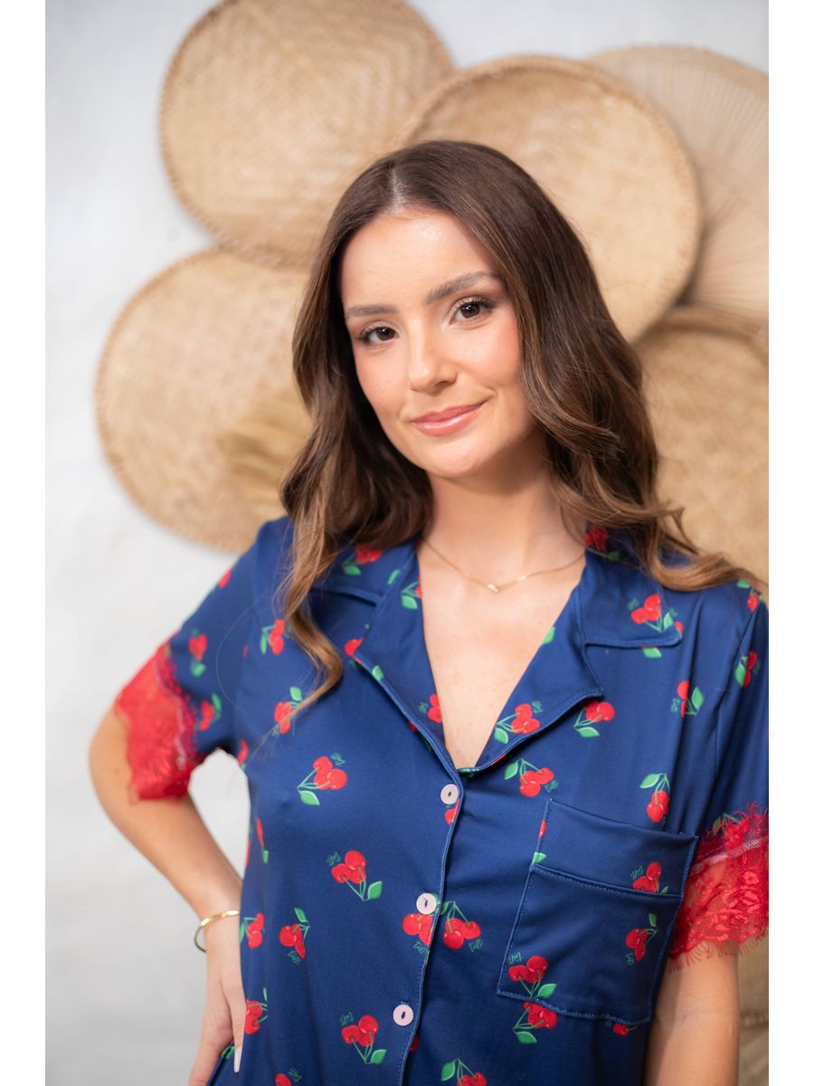 Pijama Feminino Americano Curto Cereja