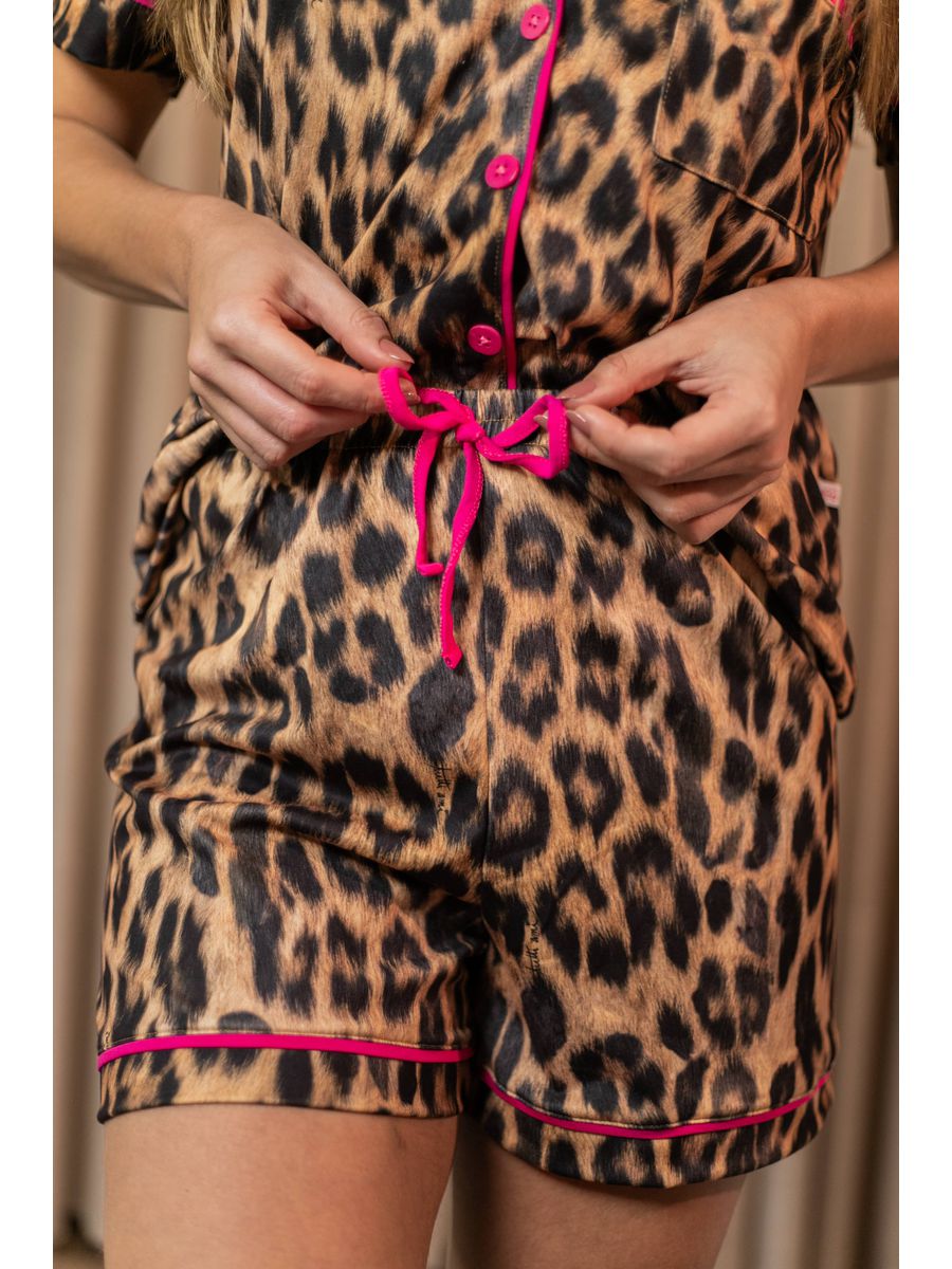 Pijama Feminino Americano Curto Agda Onça