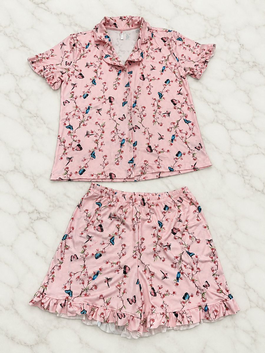 Pijama Feminino Americano Curto Borboletas 3