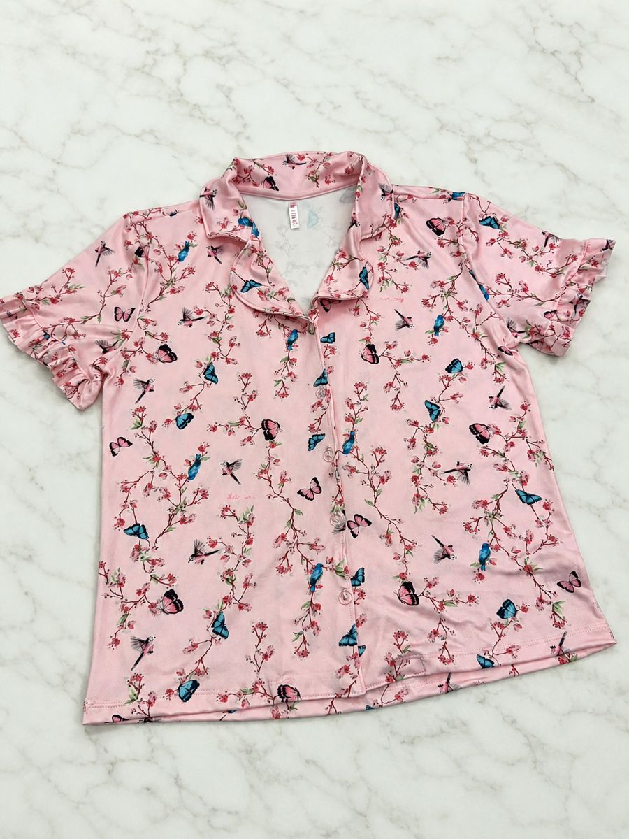 Pijama Feminino Americano Curto Borboletas 4