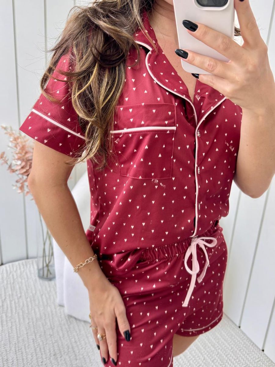 Pijama Feminino Americano Curto Coração