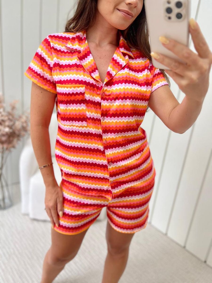 Pijama Feminino Americano Curto Colorido