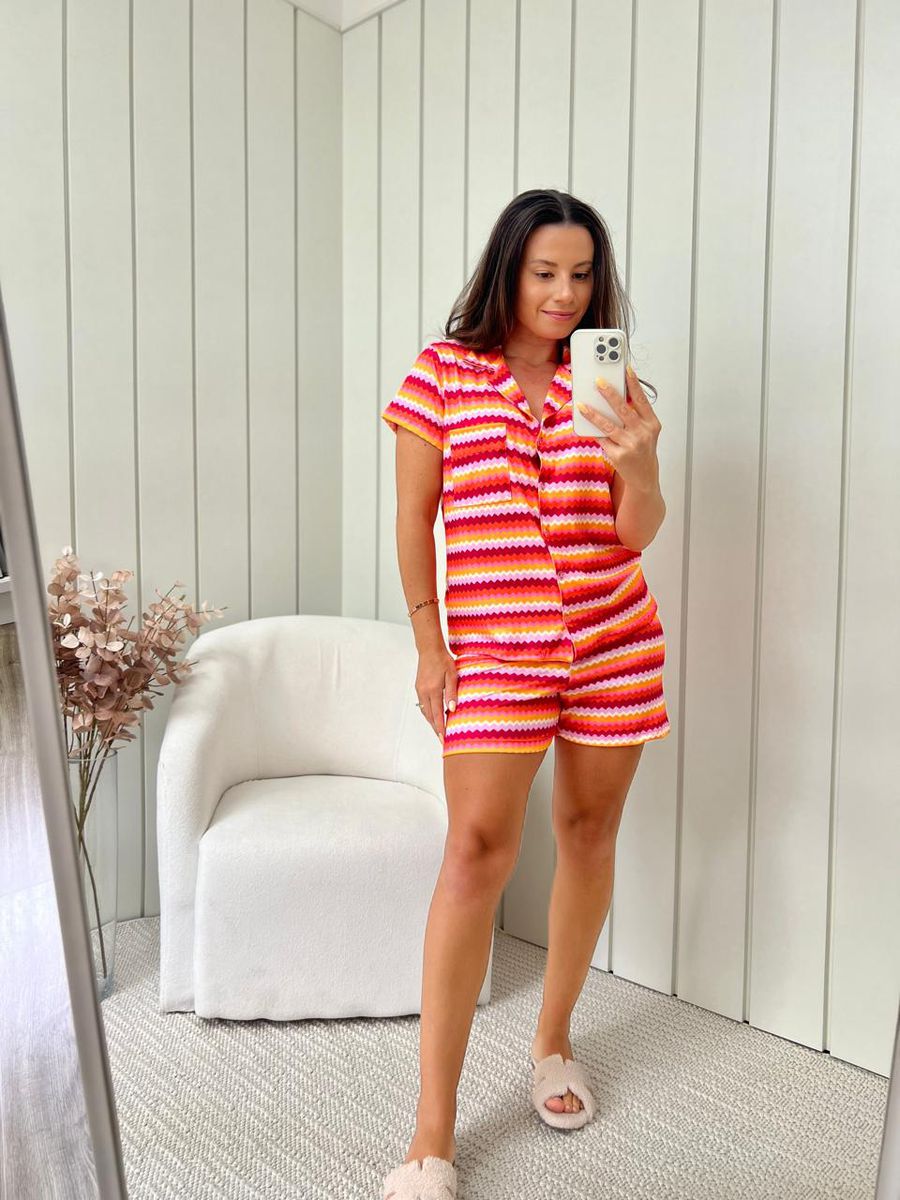 Pijama Feminino Americano Curto Colorido