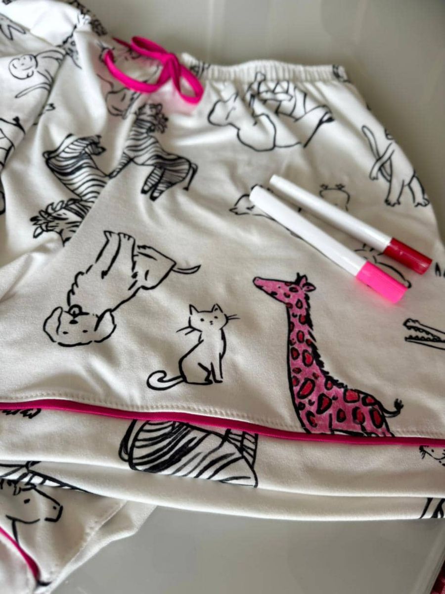 Pijama Feminino Americano Curto Para Colorir 5
