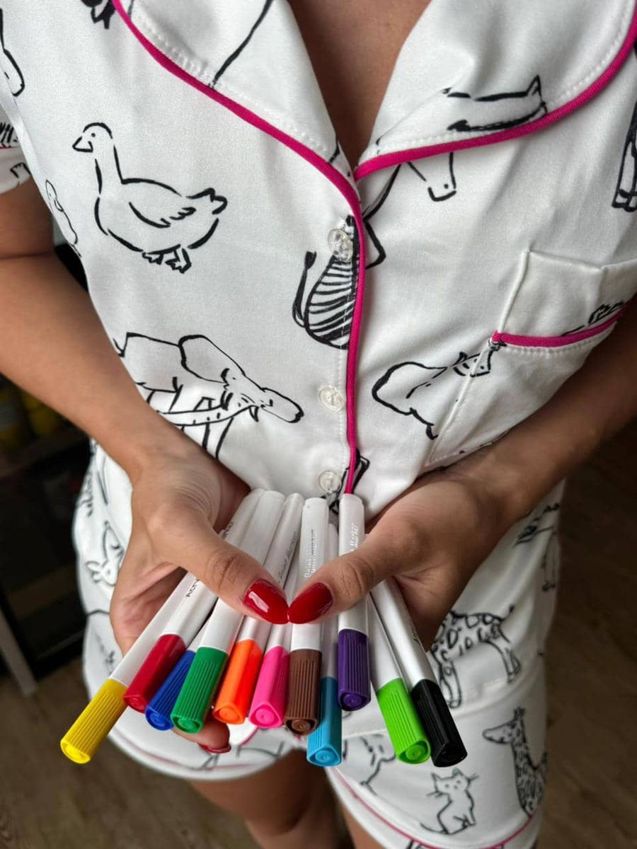 Pijama Feminino Americano Curto Para Colorir 2