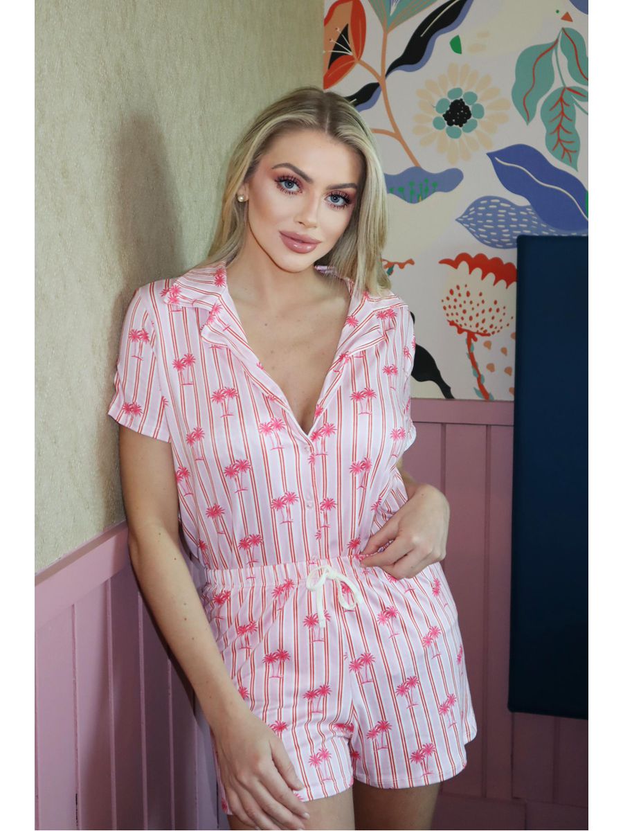 Pijama Feminino Americano Curto Coqueiros