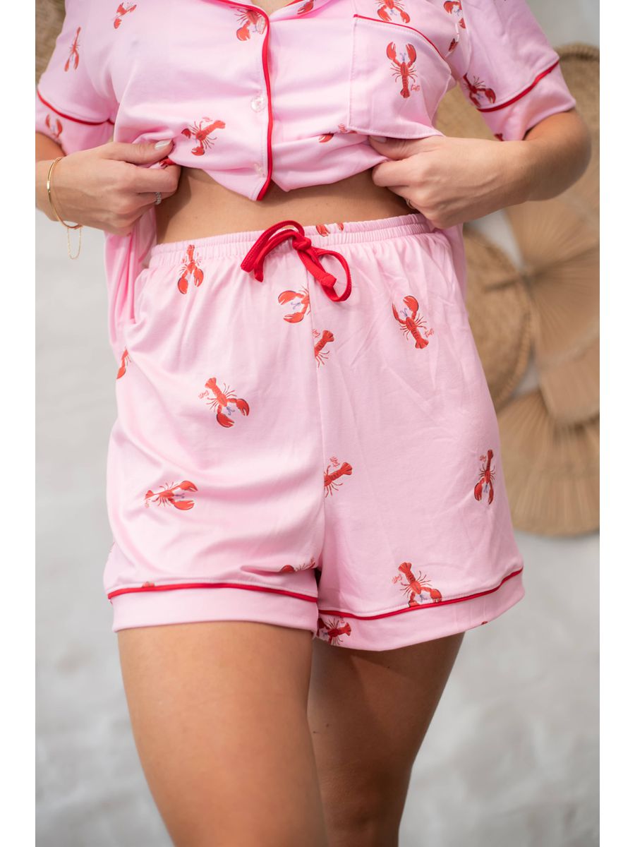 Pijama Feminino Americano Curto Lagosta Rosa