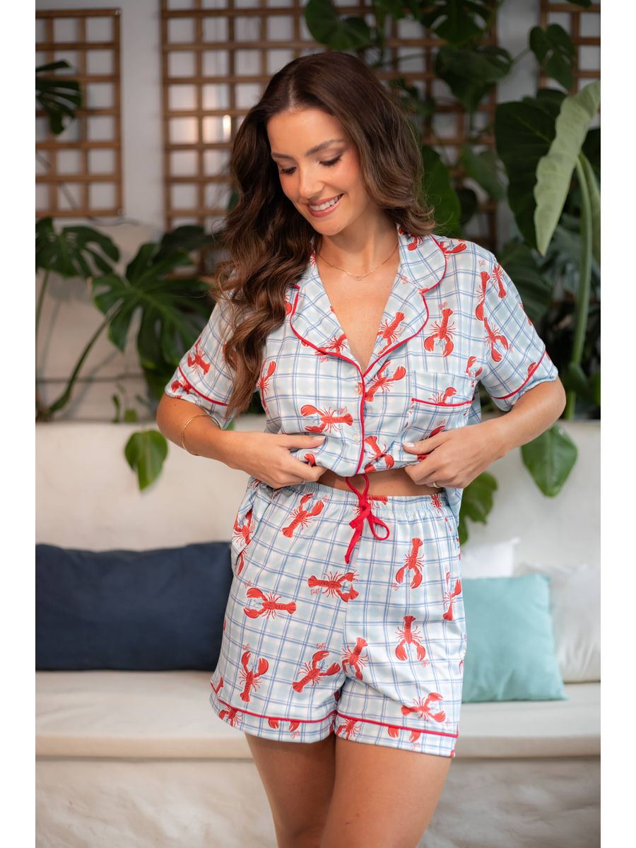 Pijama Feminino Americano Curto Lagosta