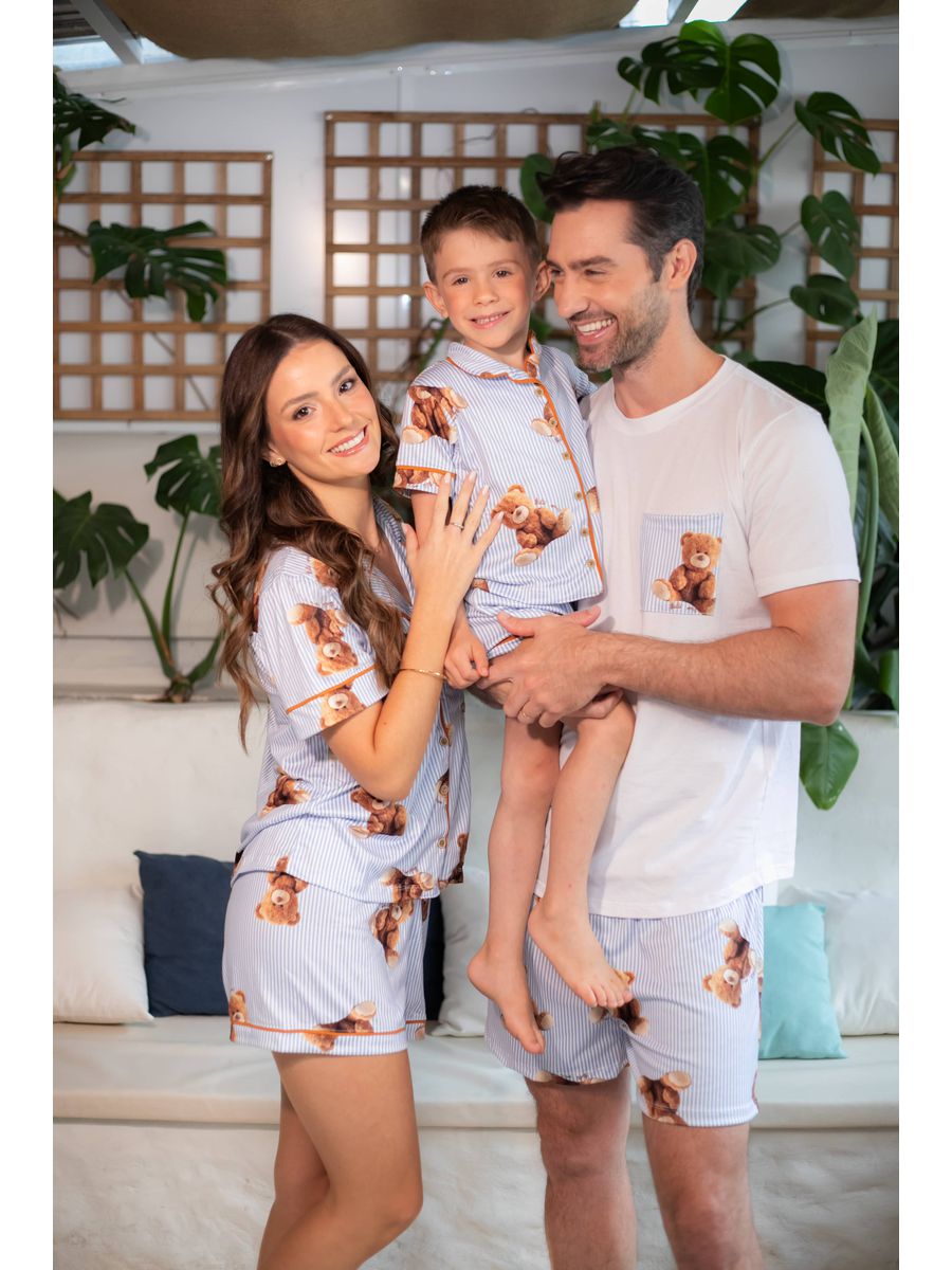 Pijama Feminino Americano Curto Agda New Bear Ursos