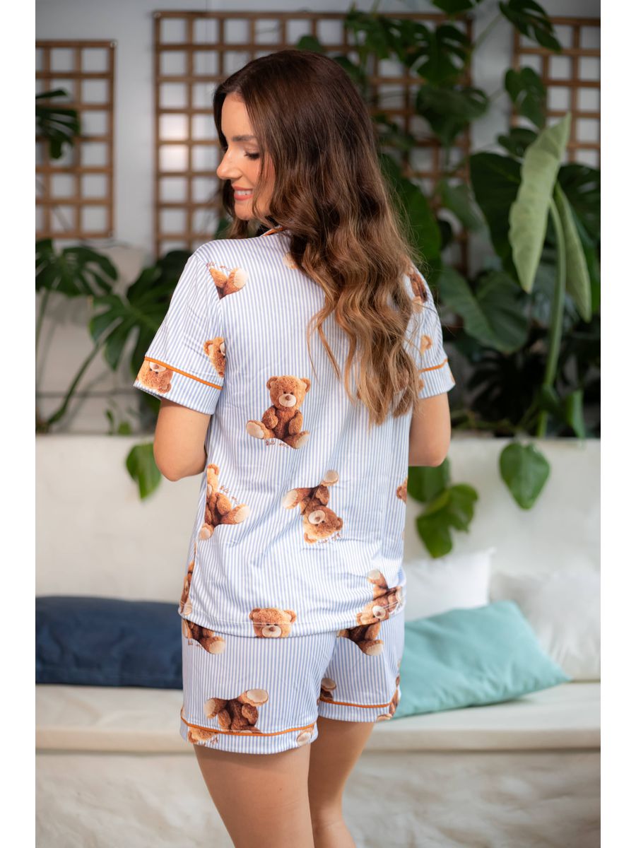 Pijama Feminino Americano Curto Agda New Bear Ursos