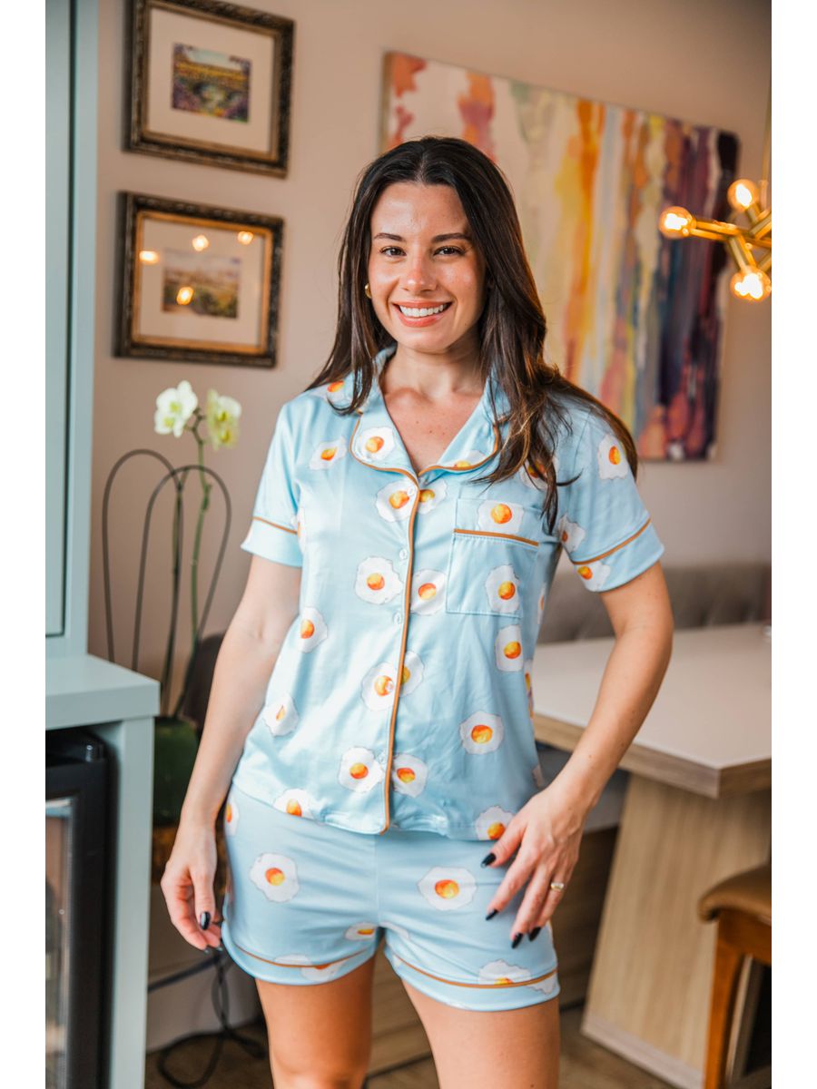 Pijama Feminino Americano Curto Ovos