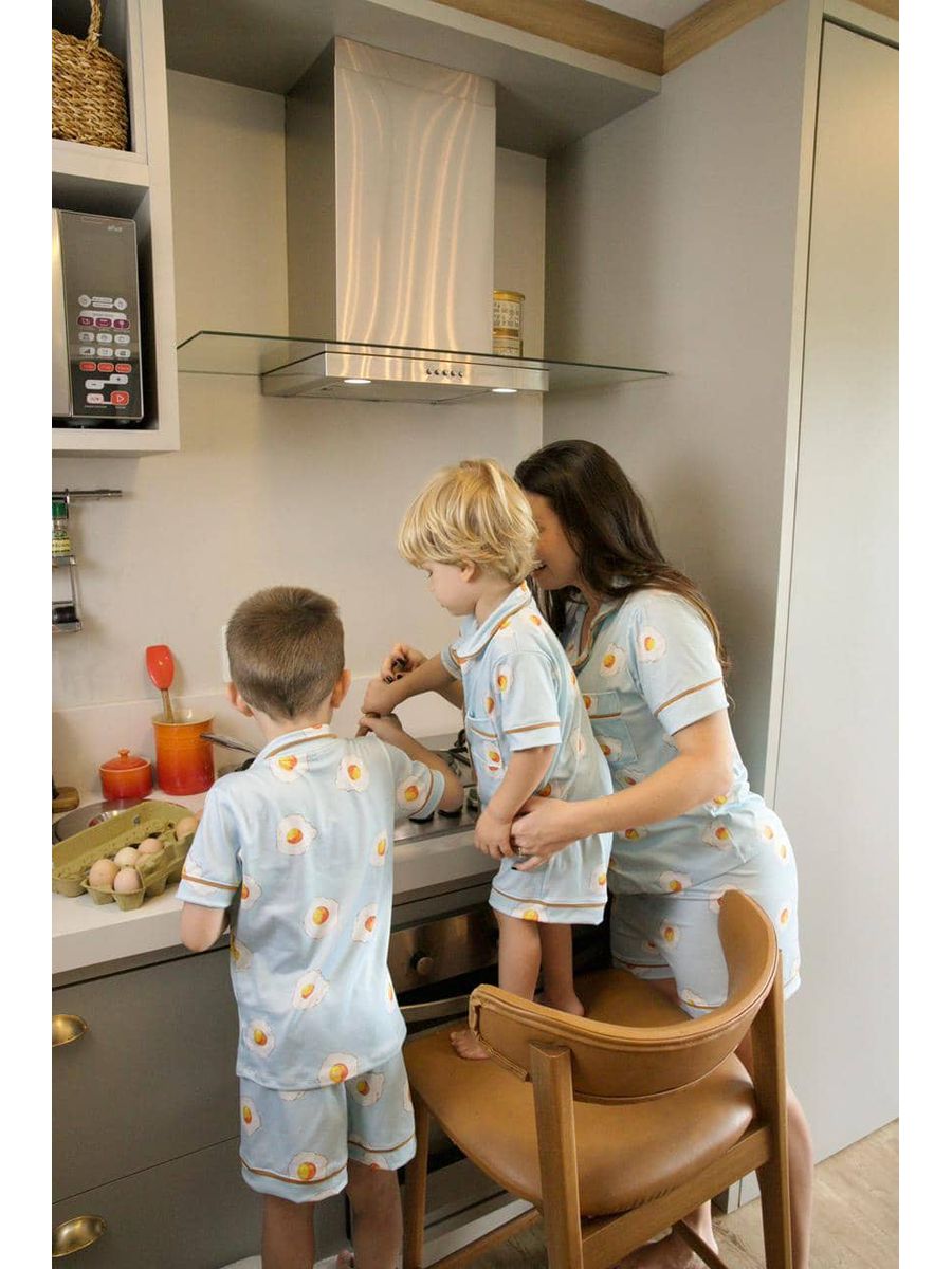 Pijama Feminino Americano Curto Ovos