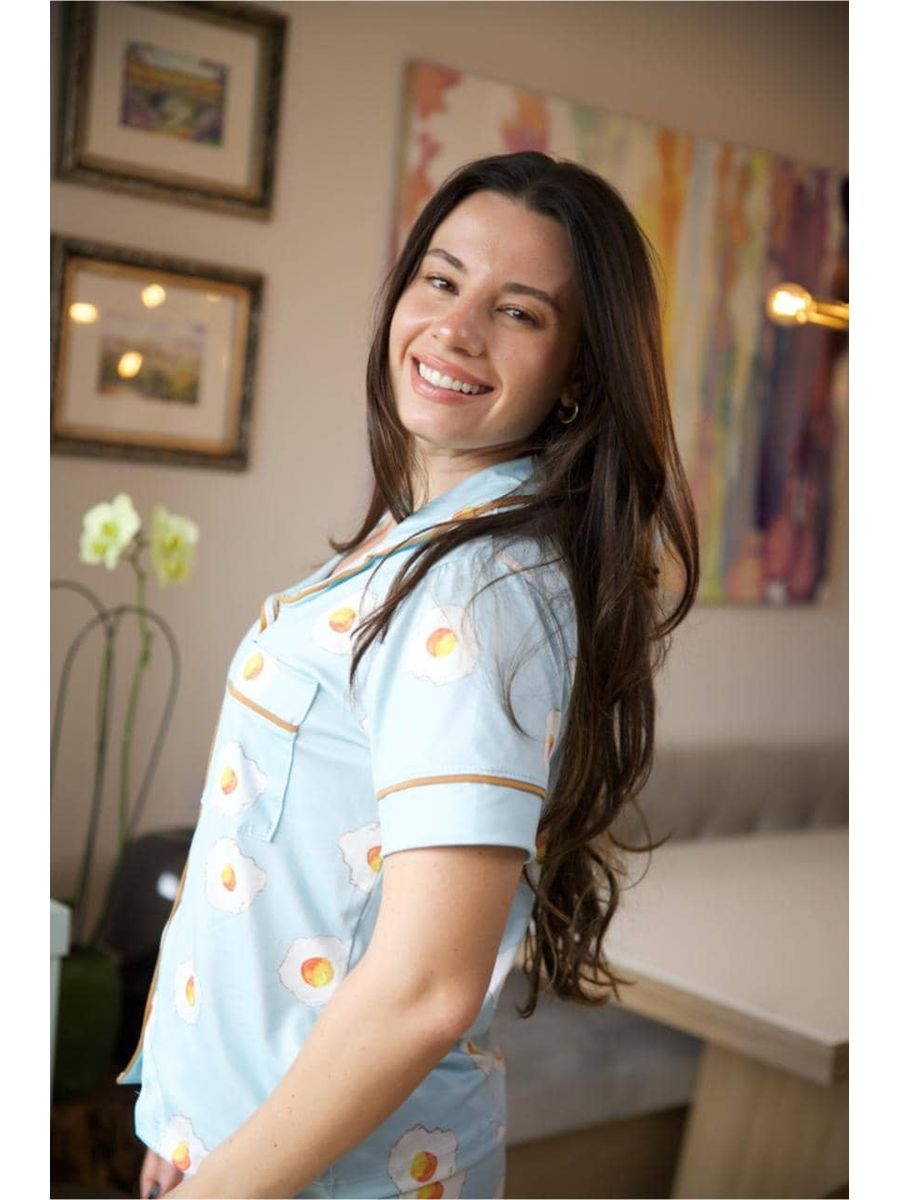 Pijama Feminino Americano Curto Ovos