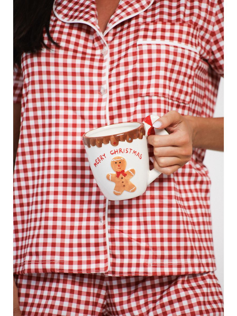 Pijama Feminino Americano Curto Vichy Vermelho