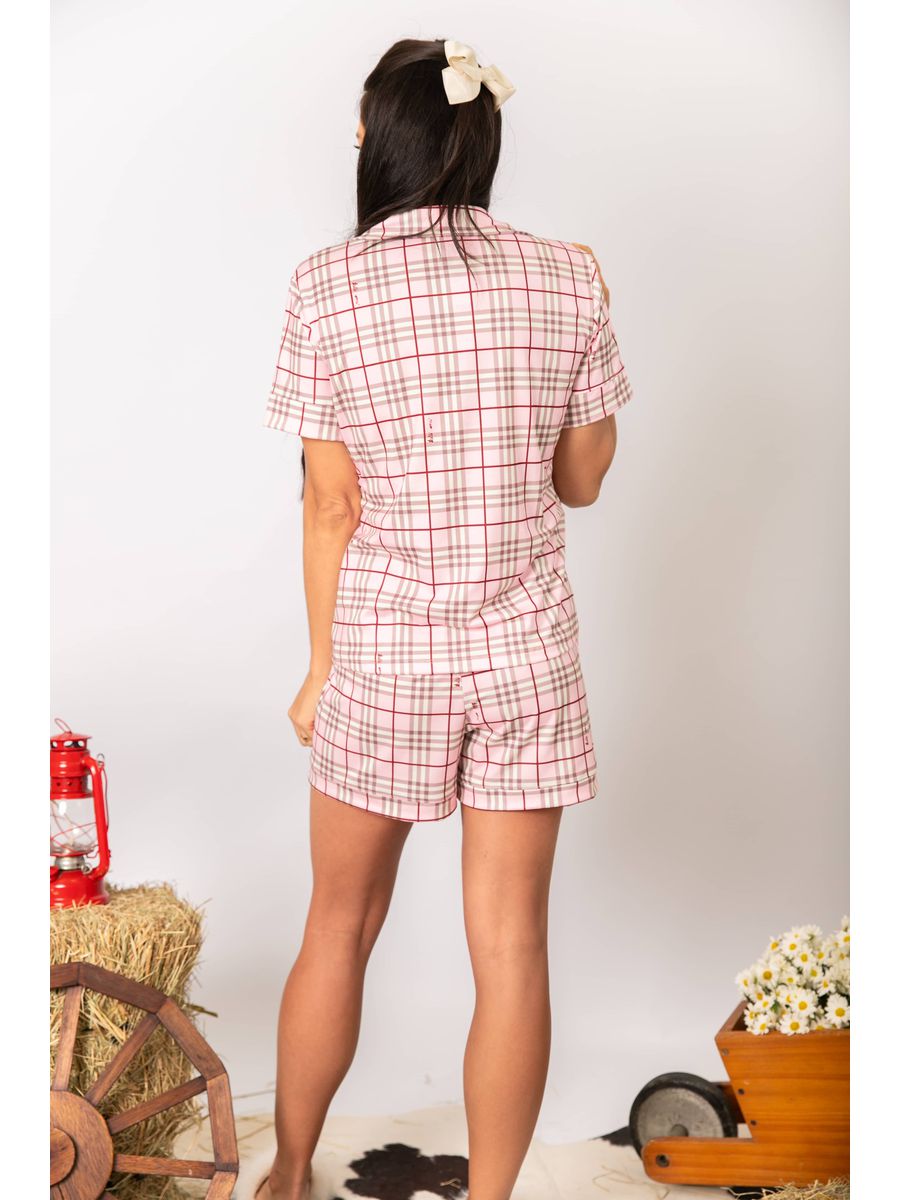 Pijama Feminino Americano Curto Xadrez