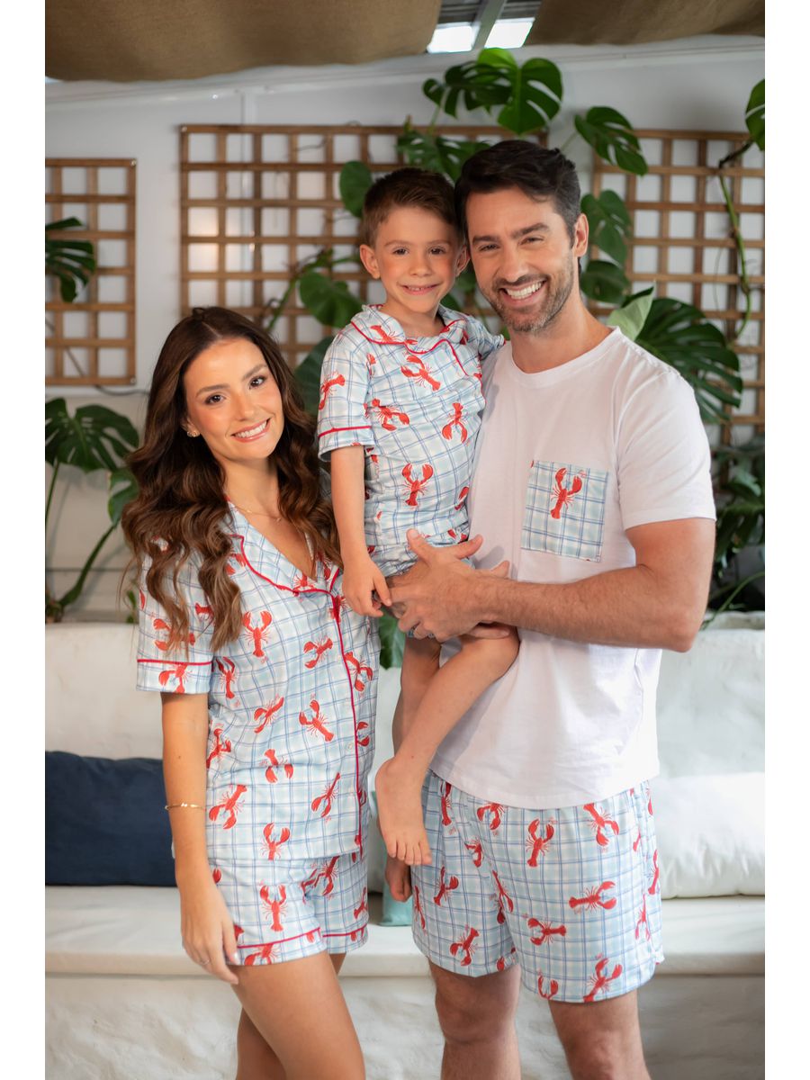 Pijama Americano Curto Infantil Lagosta