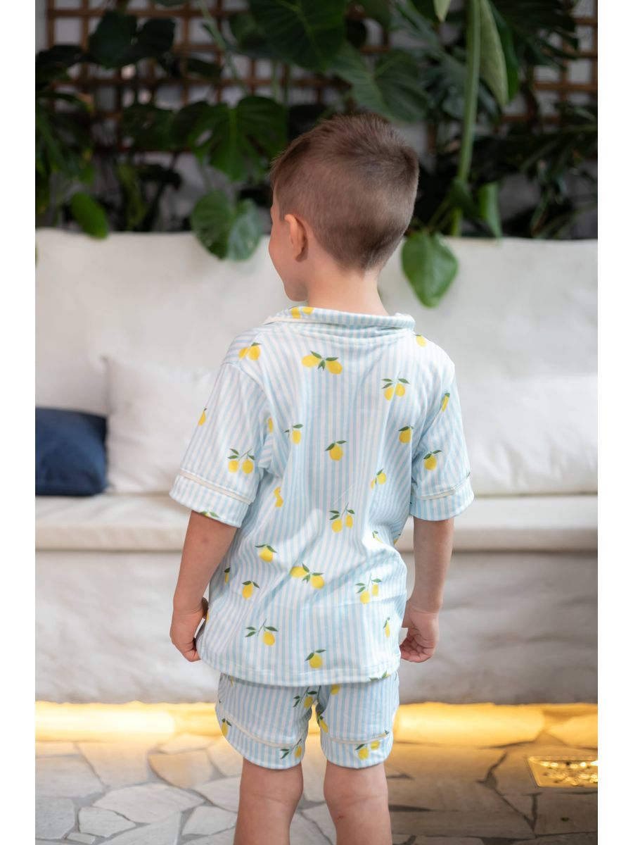 Pijama Americano Curto Infantil Listrado Limão
