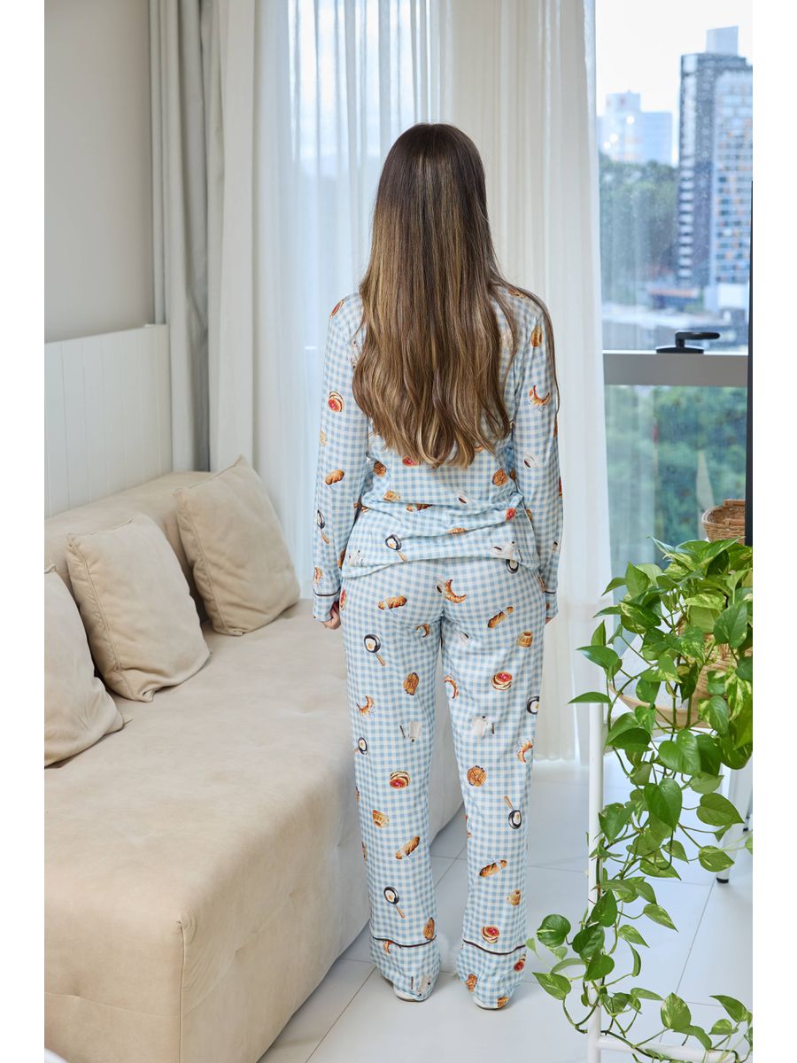 Pijama Feminino Americano Longo Café da Manhã 4