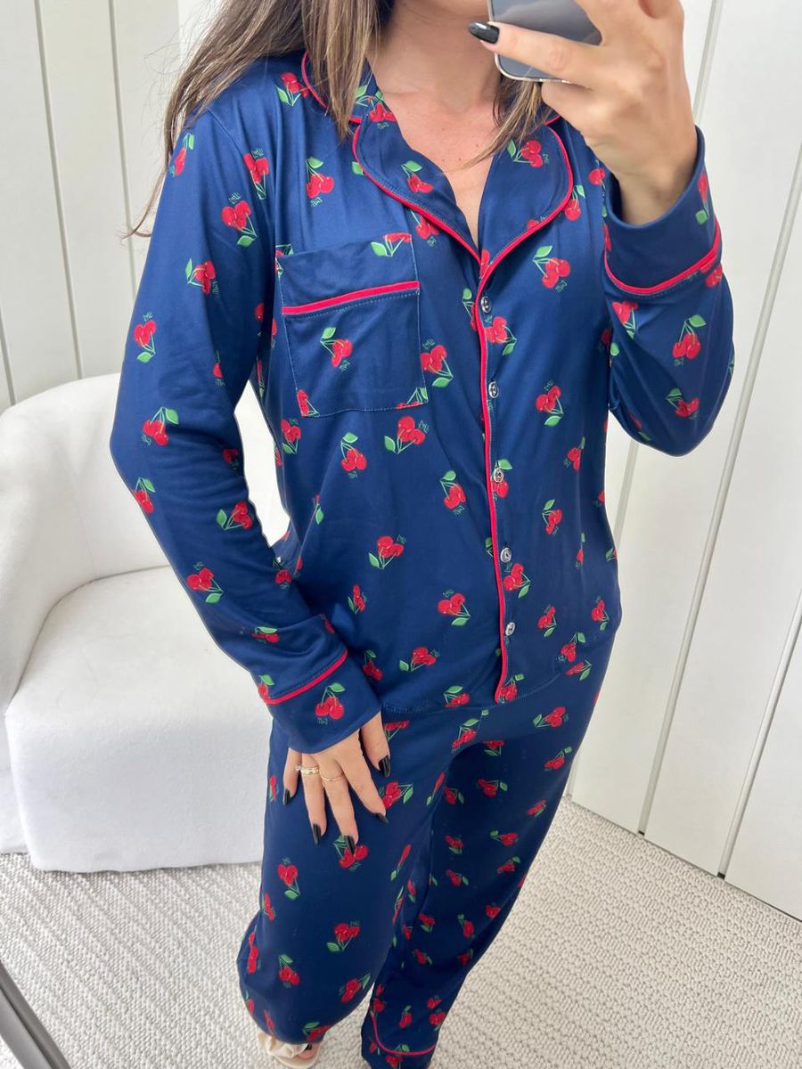 Pijama Feminino Americano Longo Cereja