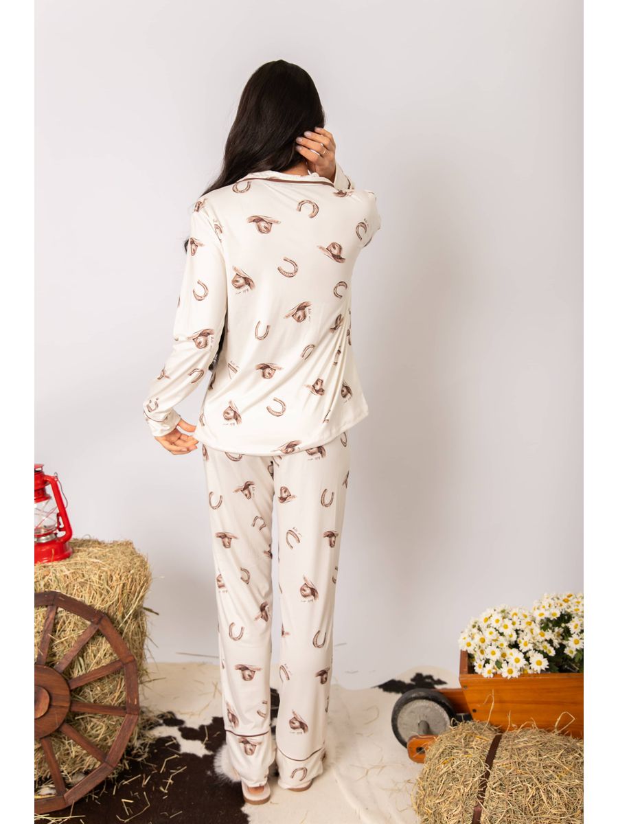 PRÉ-VENDA Pijama Feminino Americano Longo Chapéu Ferradura