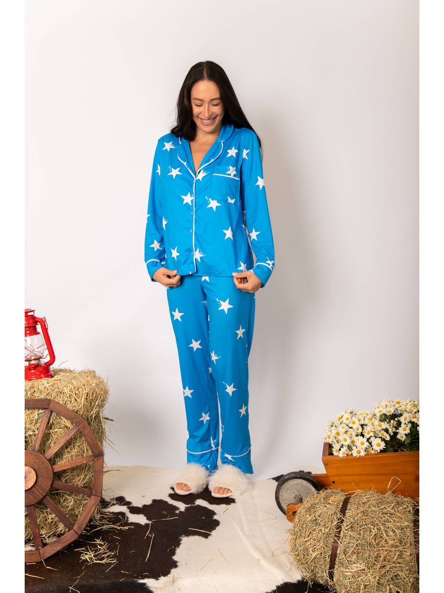 Pijama Feminino Americano Longo Estrelas