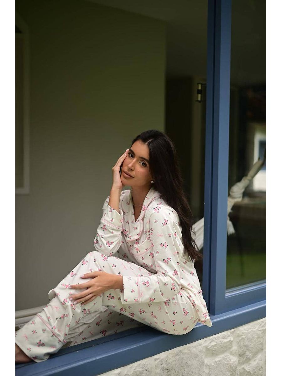 Pijama Feminino Americano Longo Flores 3