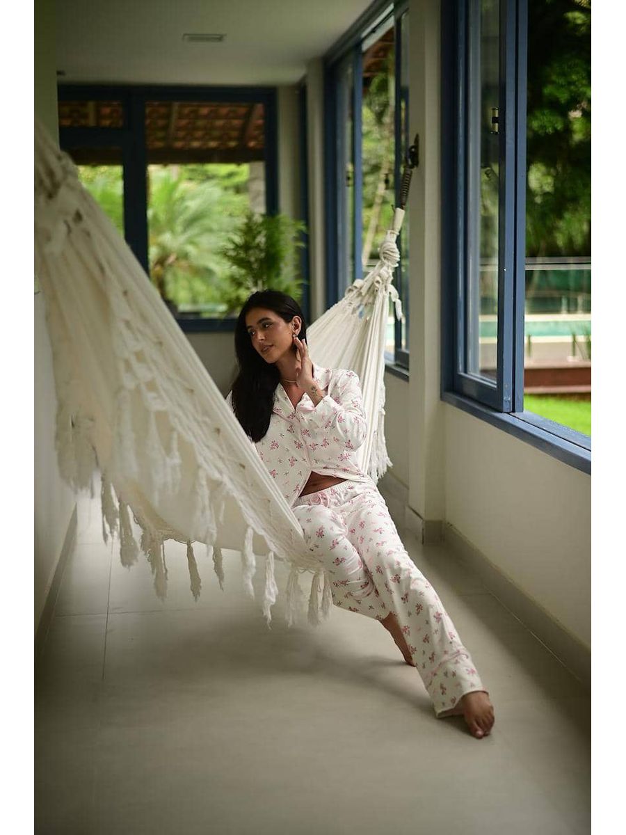 Pijama Feminino Americano Longo Flores 4