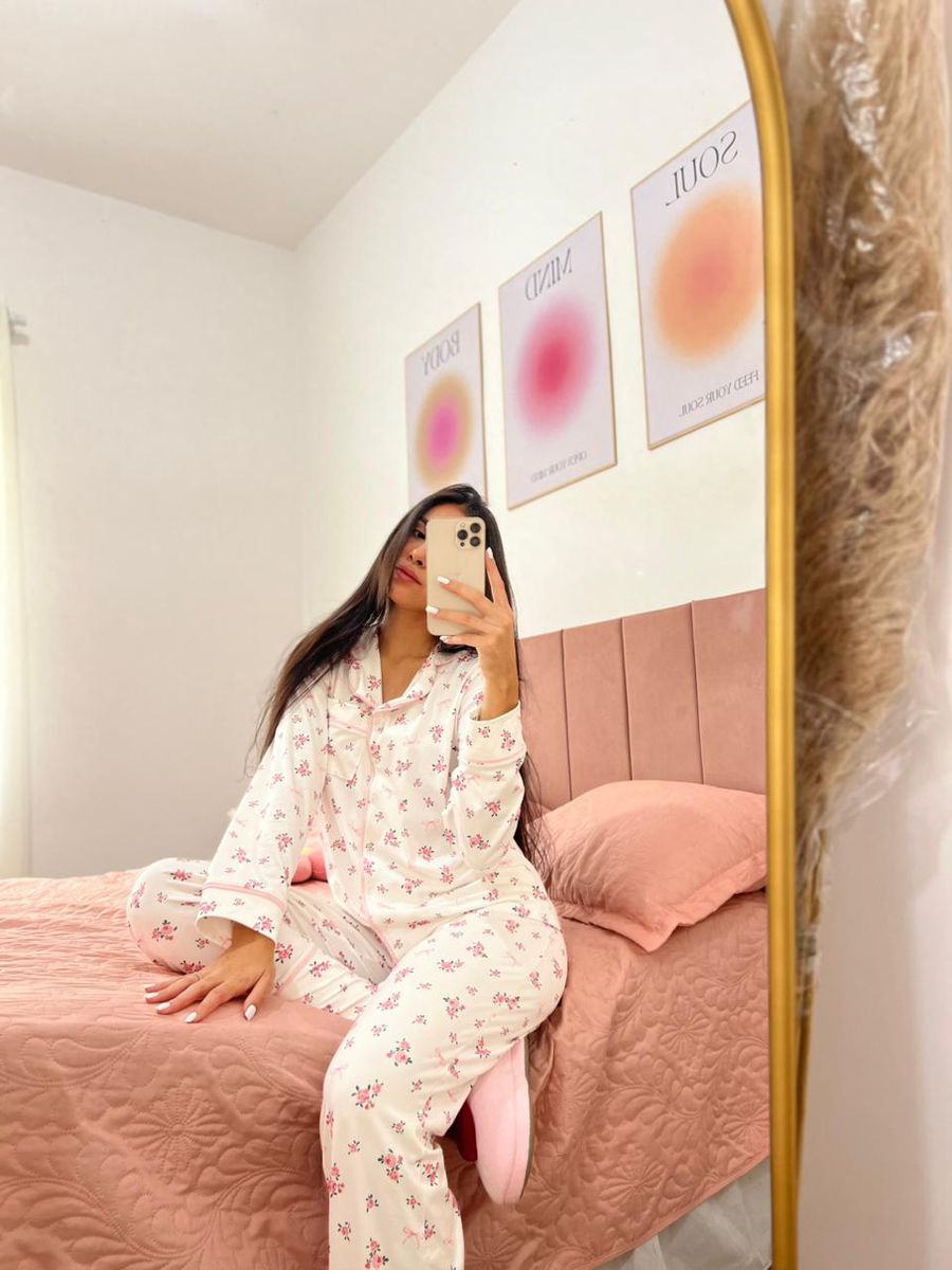 Pijama Feminino Americano Longo Flores 7