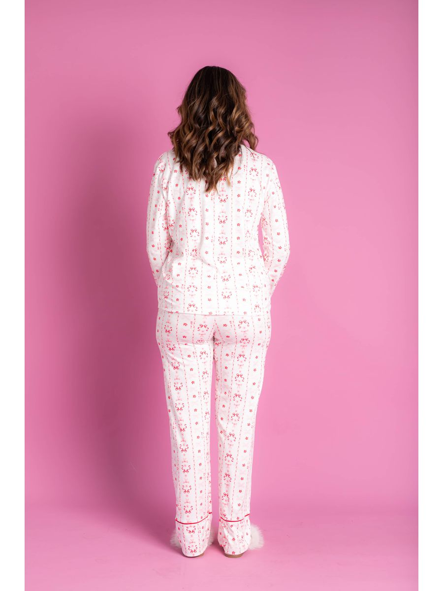 Pijama Feminino Americano Longo Laço Vermelho