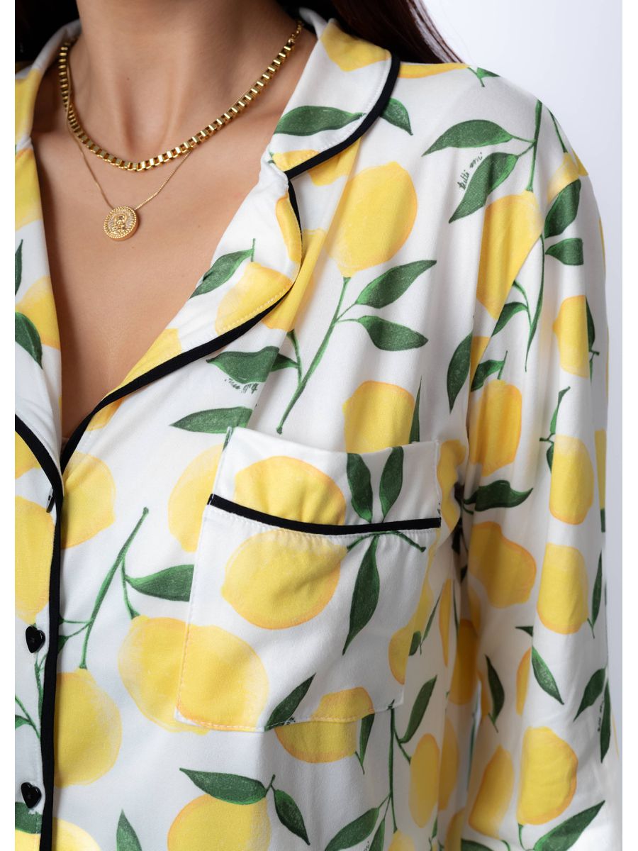 Pijama Feminino Americano Longo Aléxia Limão Siciliano