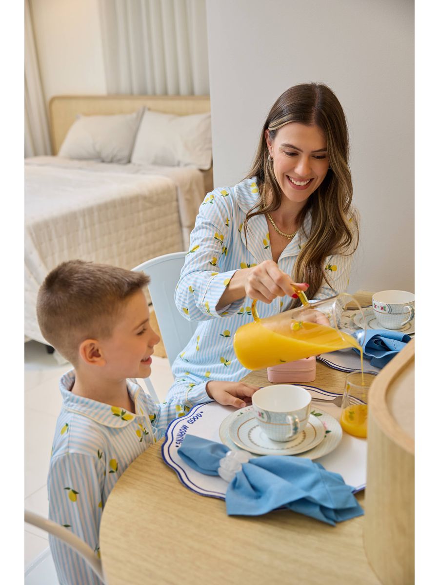 Pijama Feminino Americano Longo Listrado Limão 2