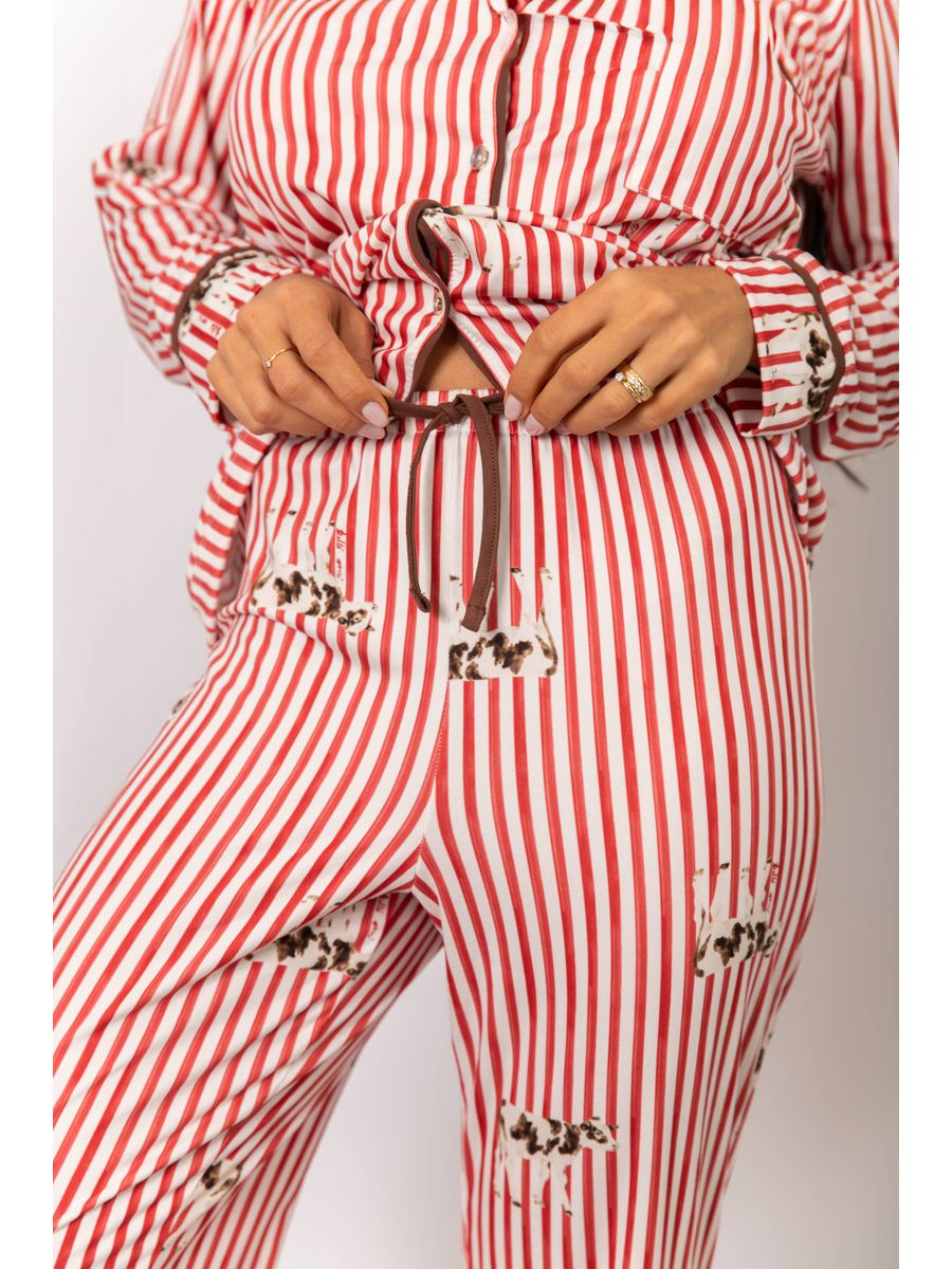 Pijama Feminino Americano Longo Listrado Vacas