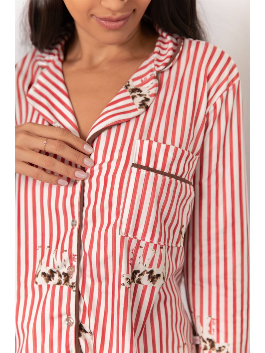 Pijama Feminino Americano Longo Listrado Vacas