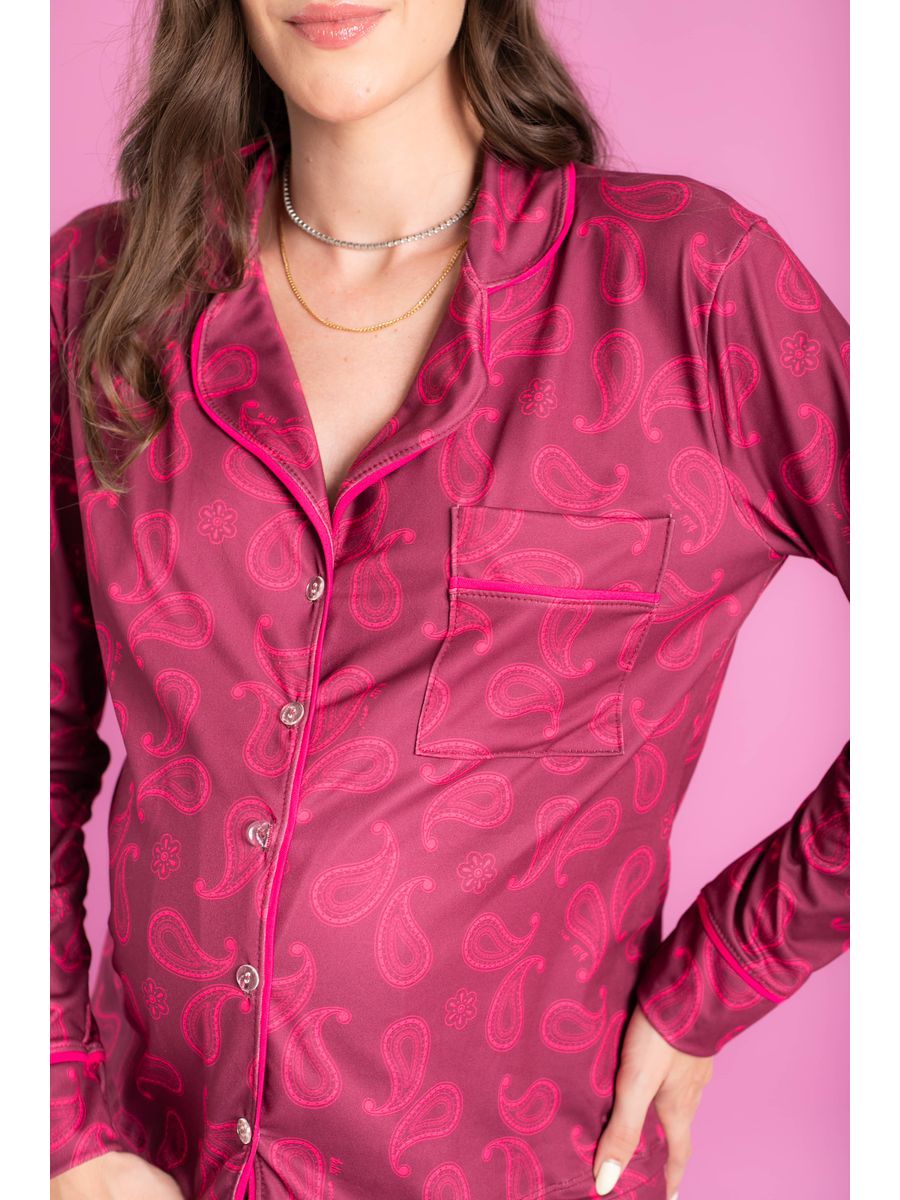 Pijama Feminino Americano Longo Paisley