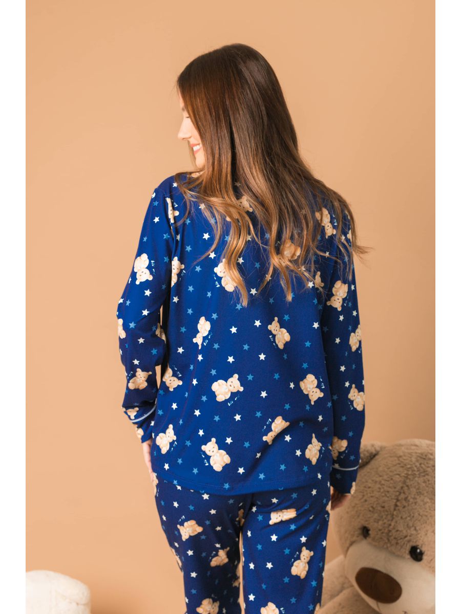 Pijama Feminino Americano Longo Ursos Estrelas