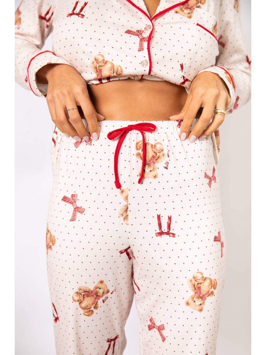 Pijama Feminino Americano Longo Ursos Laços