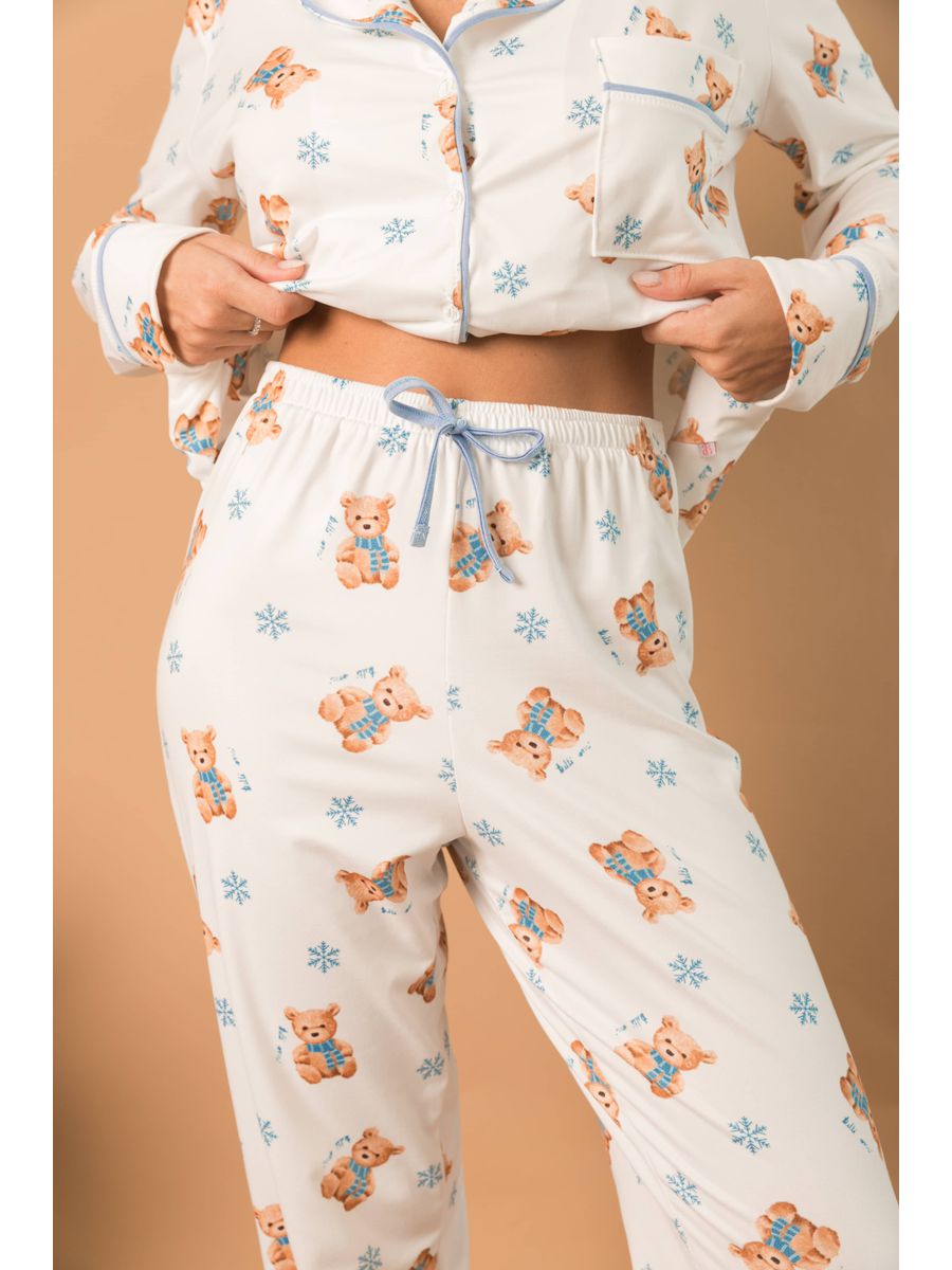 Pijama Feminino Americano Longo Ursos Neve