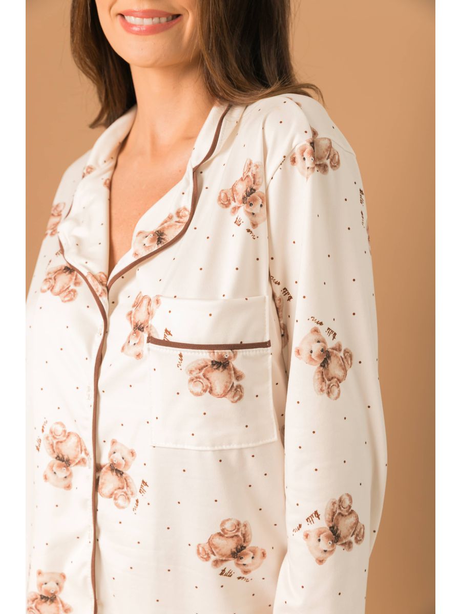 Pijama Feminino Americano Longo Ursos Poás