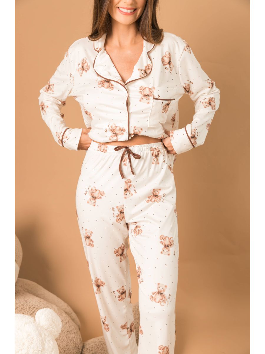 Pijama Feminino Americano Longo Ursos Poás