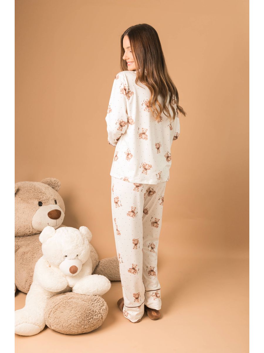 Pijama Feminino Americano Longo Ursos Poás